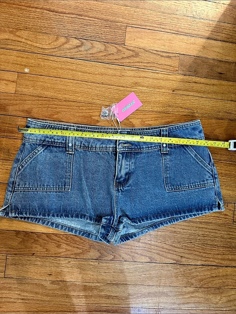 Edikted The Dainty Short Denim Jean Shorts in Blue XL NWT
